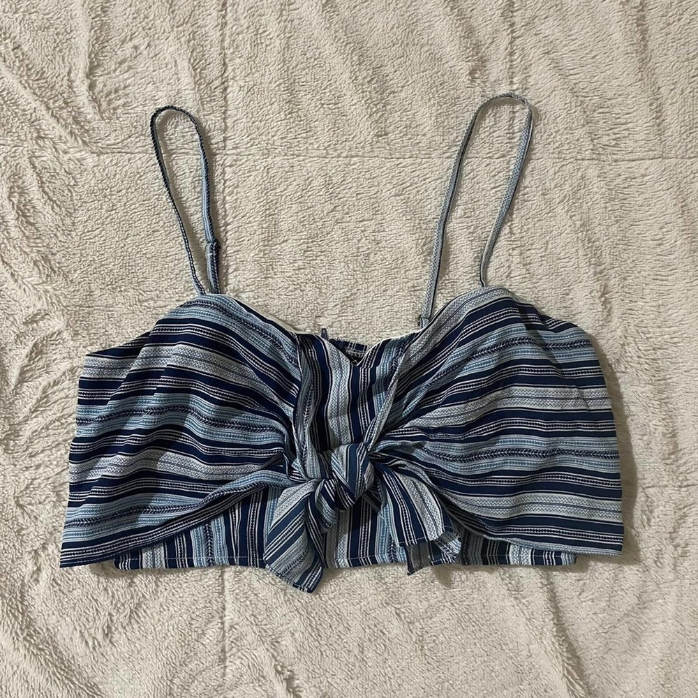 Windsor Blue Striped Crop Top / Size M